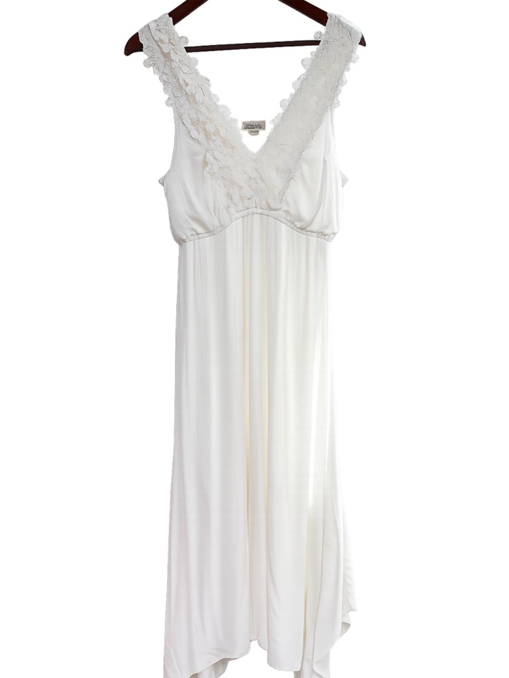 Ethereal White Lace Boho Dress Empire Waist Cottagecore L